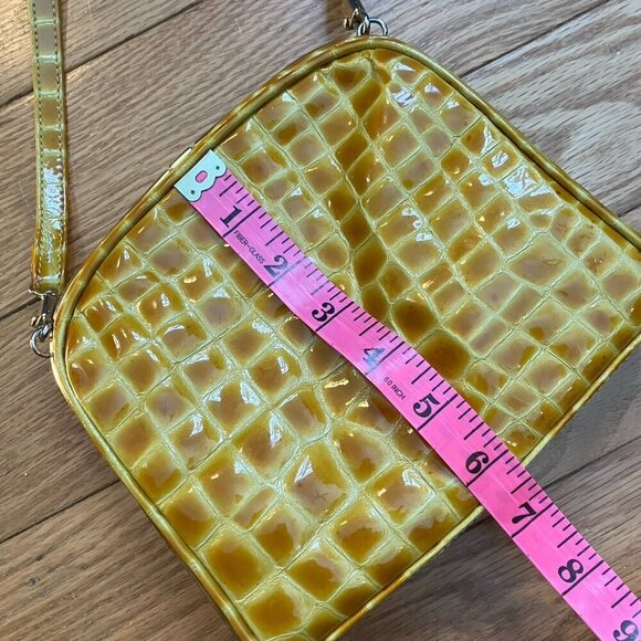 Vintage Ro-El Faux Croc Leather Crossbody Bag Shoulder Purse Yellow Hinged - Picture 12 of 16